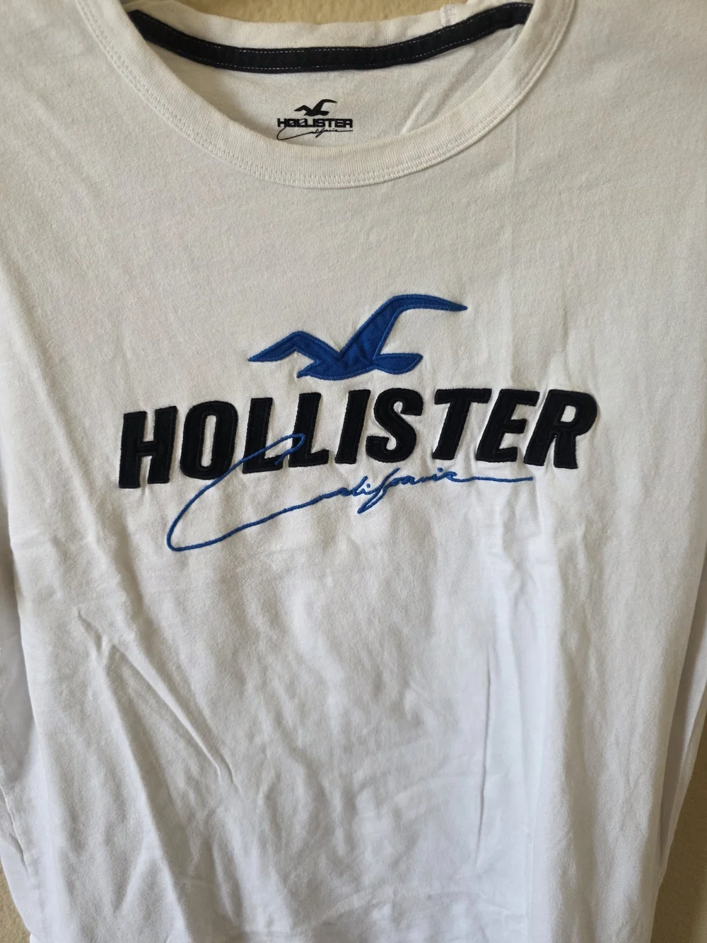 Hollister White Logo Crew Neck T-Shirt